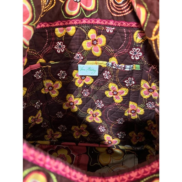 Vera Bradley Brown Floral Tote Bag with Tortoise Shell Toggle Clasp - Picture 7 of 7